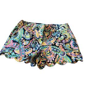 Crown & Ivy Shelby Paisley Print Womens Shorts Size 12 Multicolor Made In India